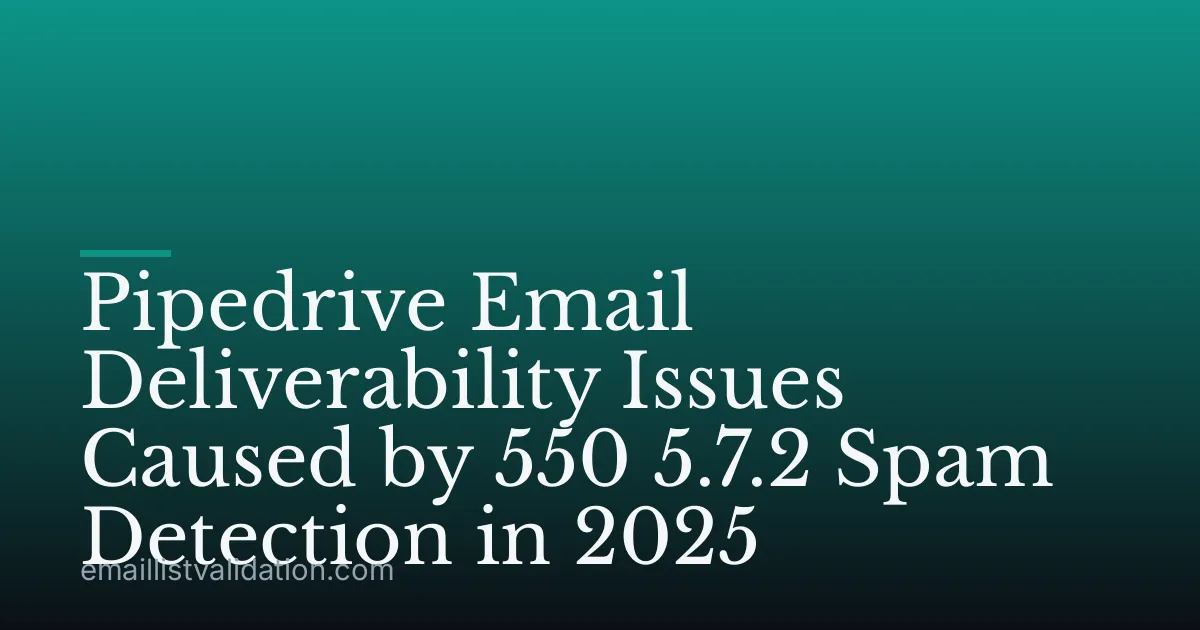 Pipedrive Email Deliverability Issues Caused by 550 5.7.2 Spam Detection in 2025