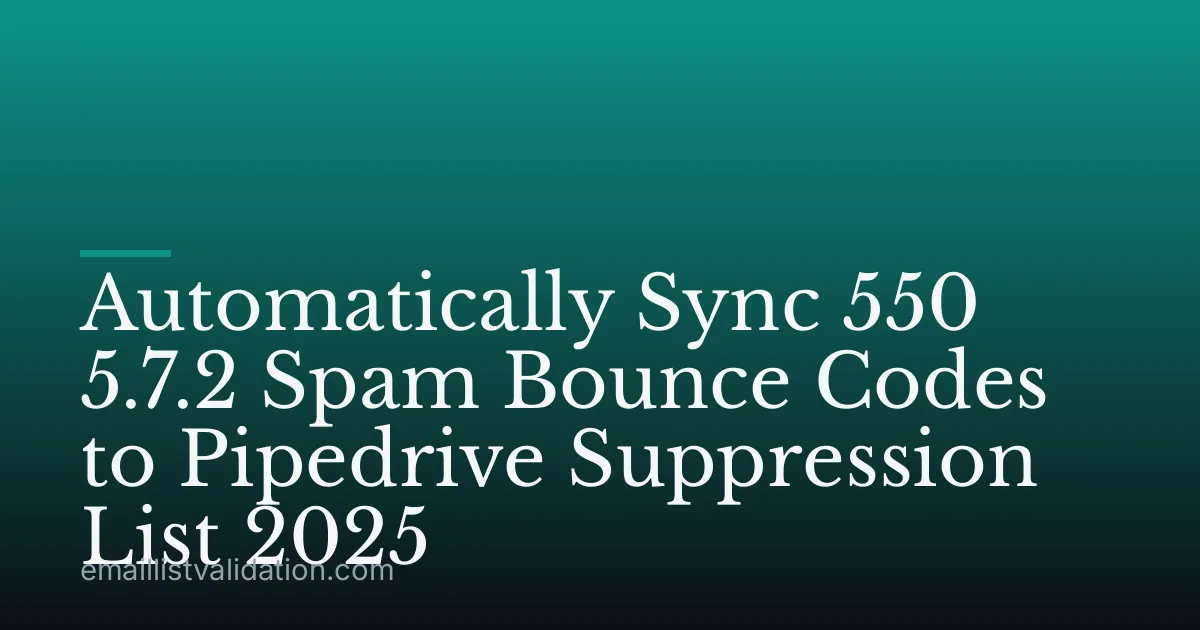 Automatically Sync 550 5.7.2 Spam Bounce Codes to Pipedrive Suppression List 2025