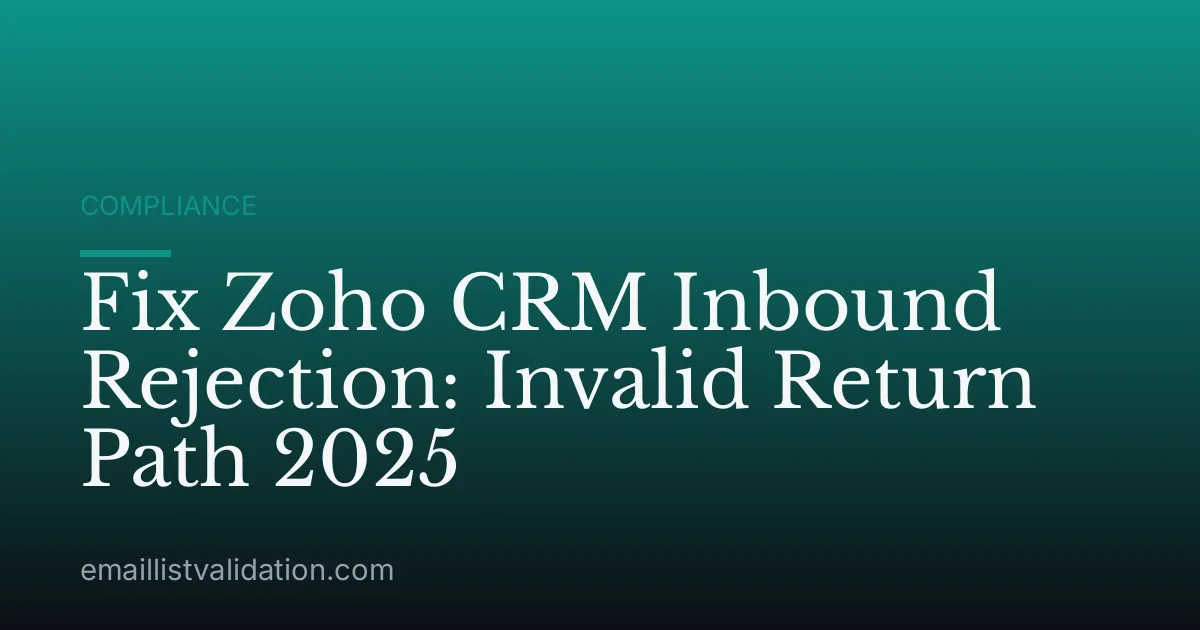 Fix Zoho CRM Inbound Rejection: Invalid Return Path 2025