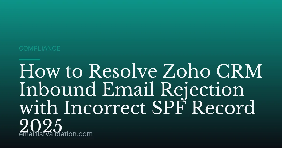 How to Resolve Zoho CRM Inbound Email Rejection with Incorrect SPF Record 2025