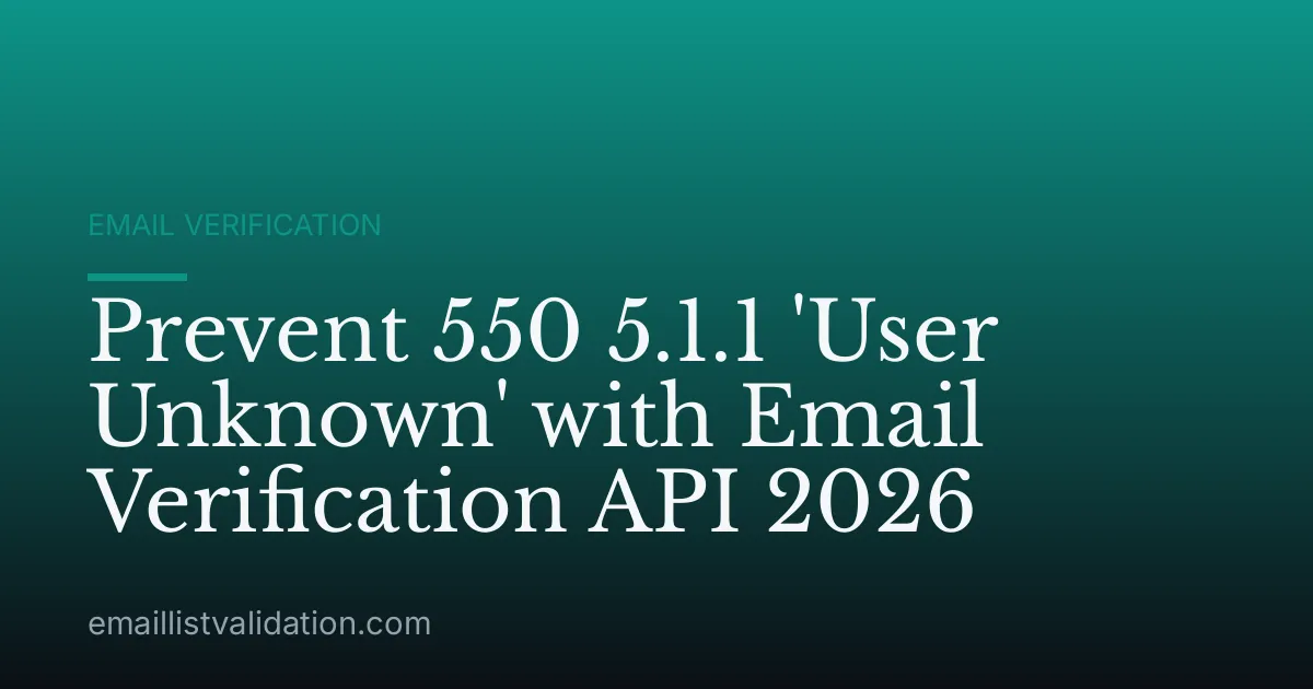 Prevent 550 5.1.1 'User Unknown' with Email Verification API 2026