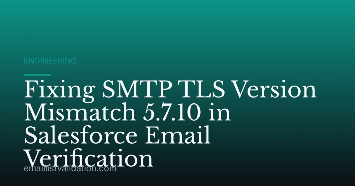 Fixing SMTP TLS Version Mismatch 5.7.10 in Salesforce Email Verification