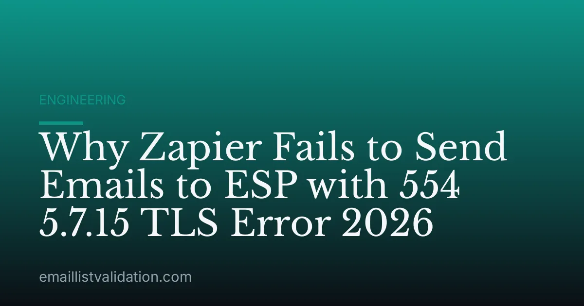 Why Zapier Fails to Send Emails to ESP with 554 5.7.15 TLS Error 2026