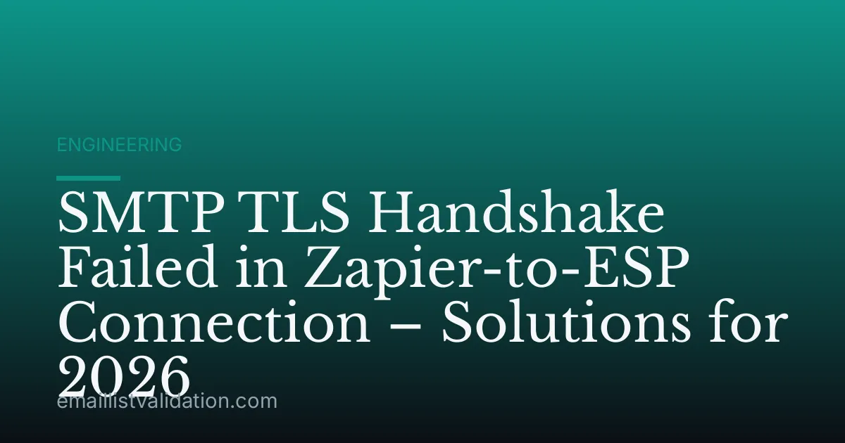 SMTP TLS Handshake Failed in Zapier-to-ESP Connection – Solutions for 2026