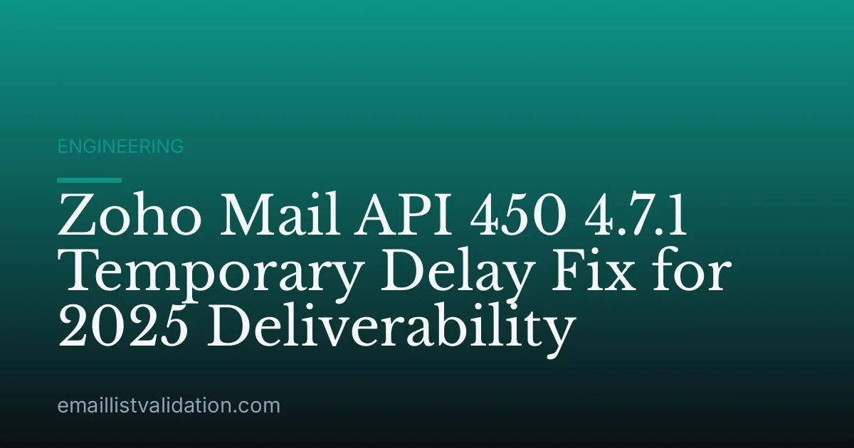 Zoho Mail API 450 4.7.1 Temporary Delay Fix for 2025 Deliverability