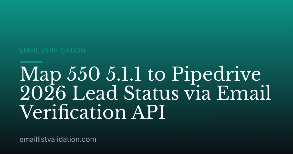 Map 550 5.1.1 to Pipedrive 2026 Lead Status via Email Verification API