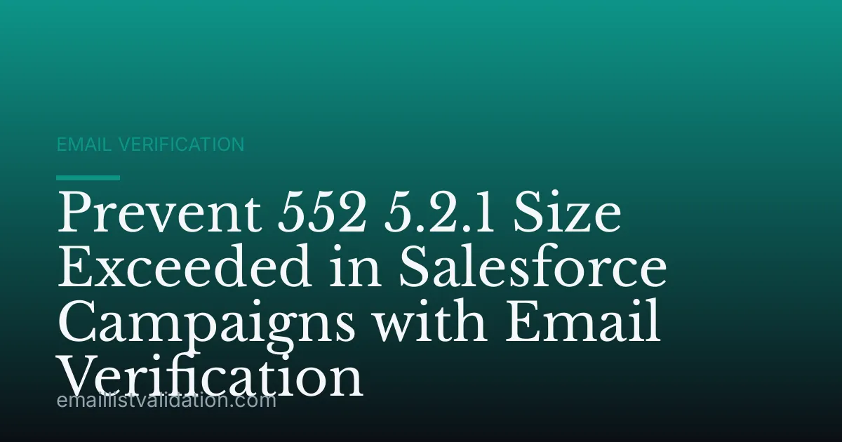Prevent 552 5.2.1 Size Exceeded in Salesforce Campaigns with Email Verification