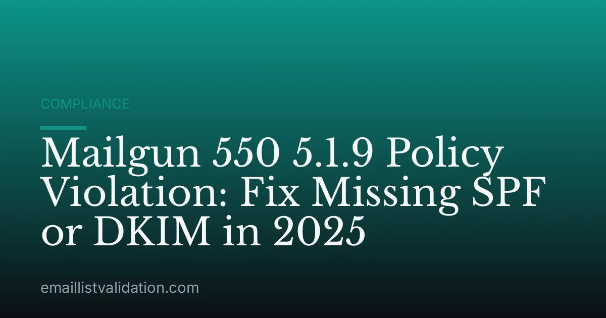 Mailgun 550 5.1.9 Policy Violation: Fix Missing SPF or DKIM in 2025