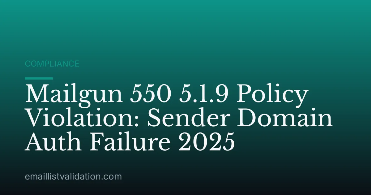 Mailgun 550 5.1.9 Policy Violation: Sender Domain Auth Failure 2025