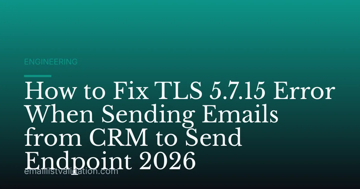 How to Fix TLS 5.7.15 Error When Sending Emails from CRM to Send Endpoint 2026
