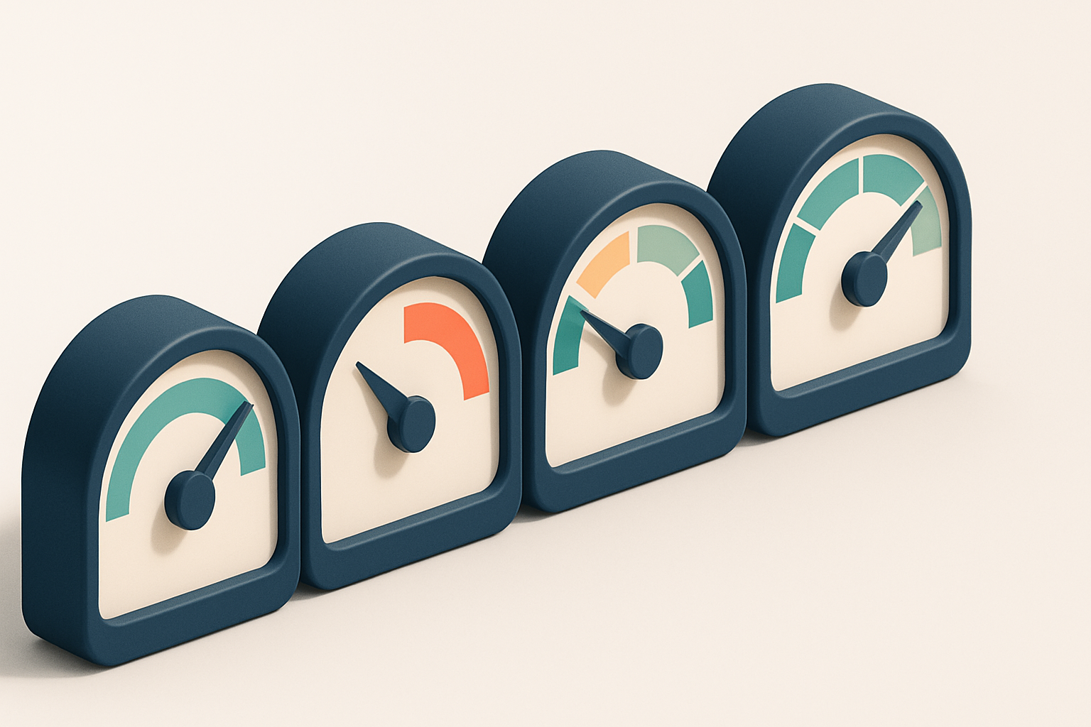 A row of four gauges, each indicating verification status: valid, invalid, risky, catch-all