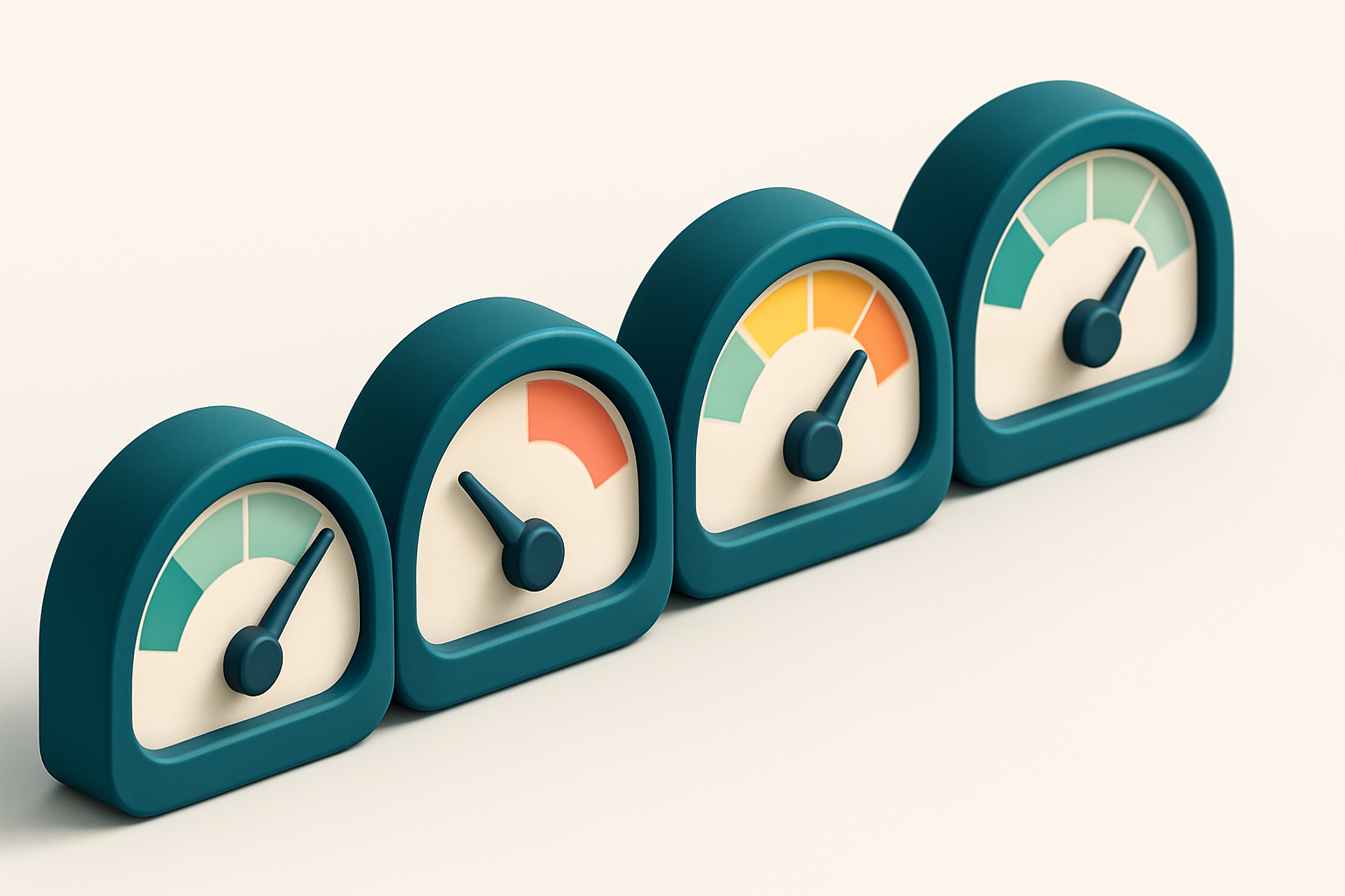A row of four gauges, each showing different status levels: valid, invalid, risky, catch-all