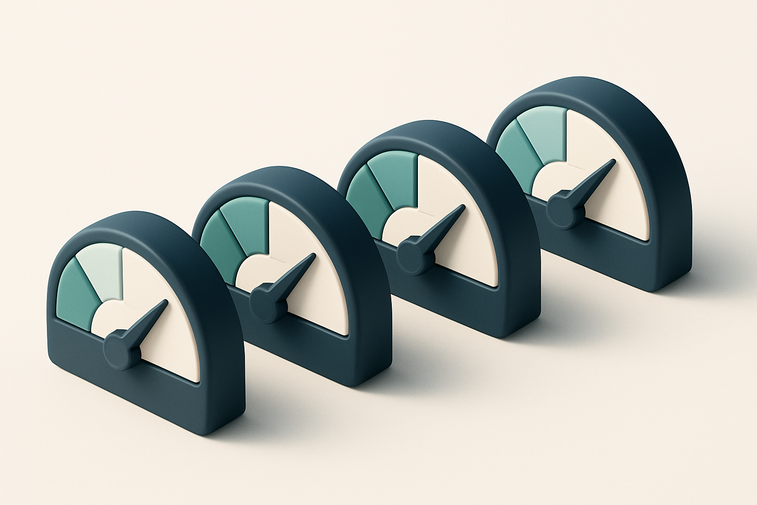 a row of four gauges showing validity levels from low to high