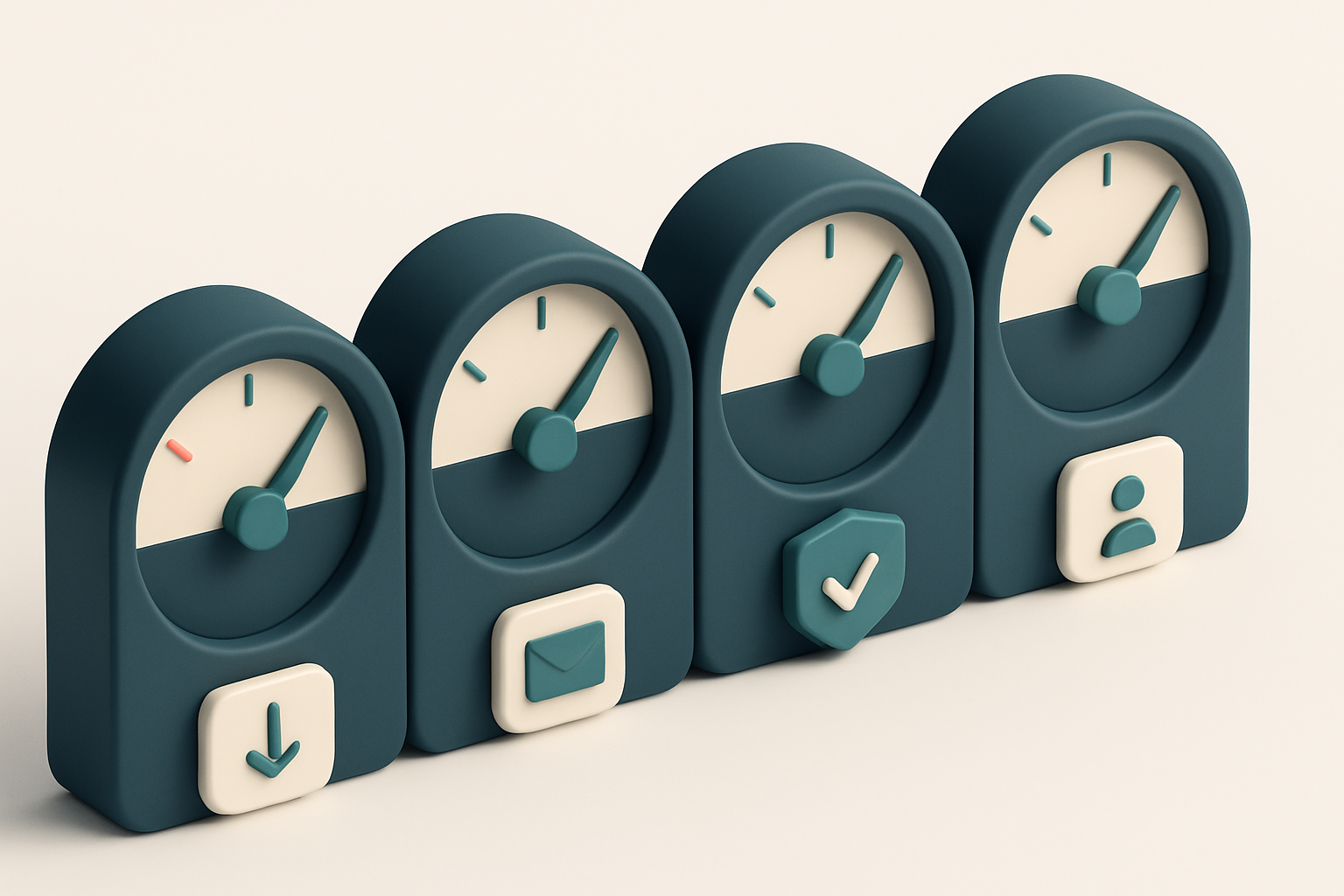 a row of four gauges showing bounce rate, deliverability, reputation, and list quality
