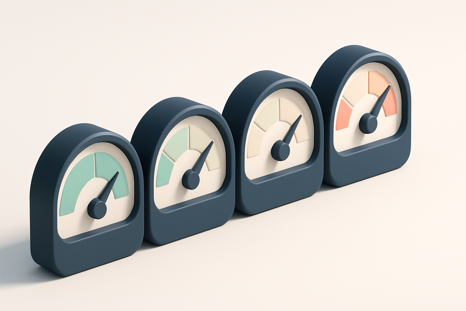 a row of four gauge dials showing 'valid', 'invalid', 'catch-all', 'risky' status levels