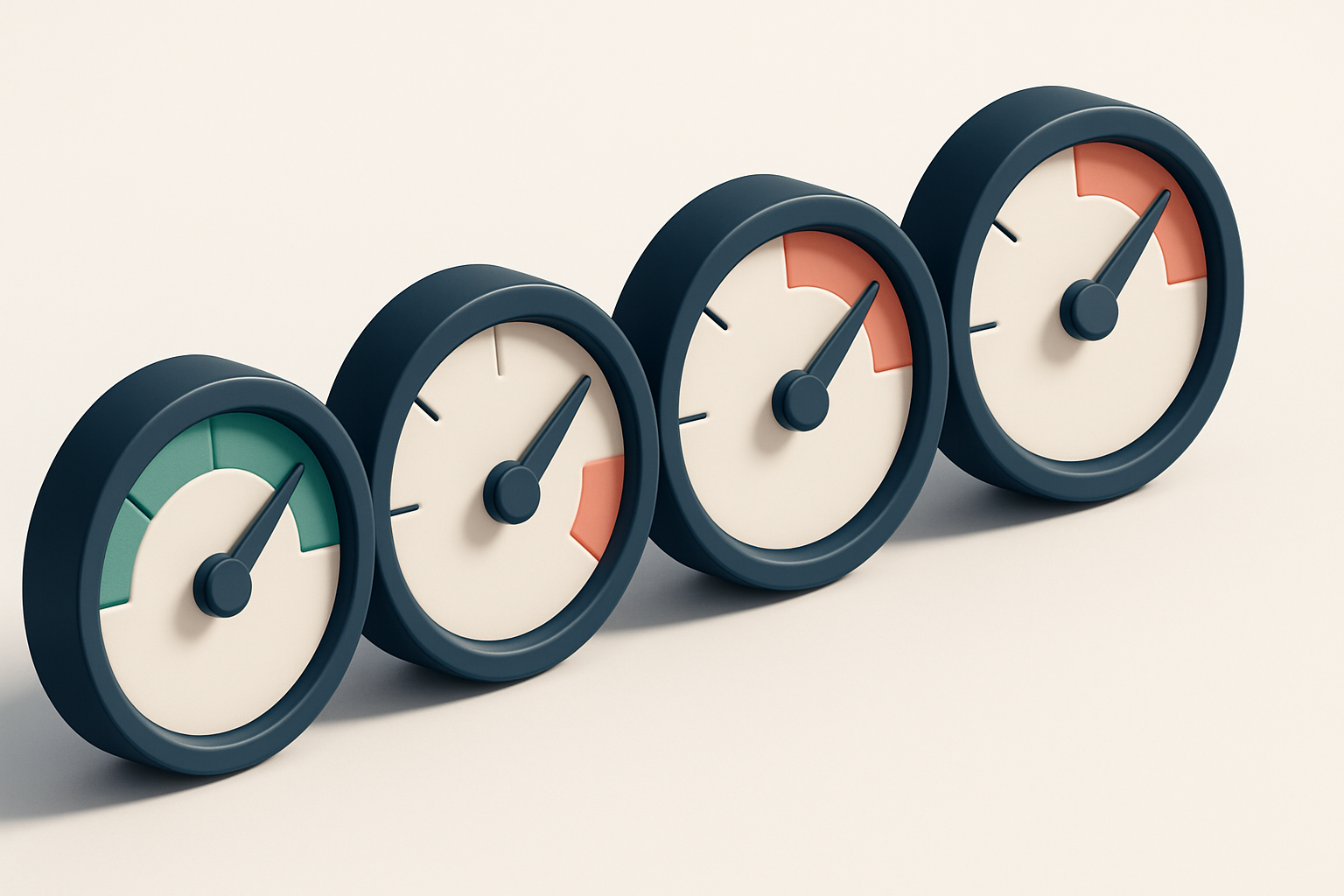 a row of four gauges with varying needle positions labeled 'valid', 'invalid', 'catch-all', 'risky'