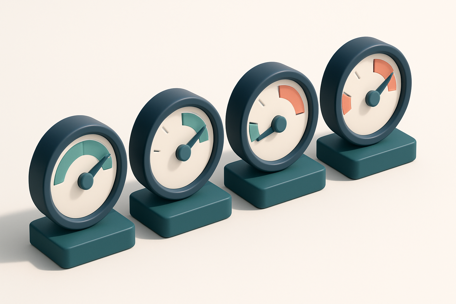 a row of four gauge dials, each indicating a different metric: validity, risk, deliverability, bounce rate