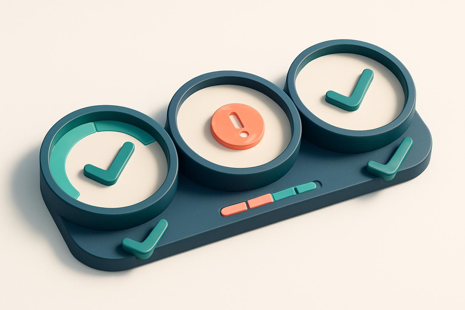 a row of three connected gauges showing TLS version, certificate validity, and handshake success