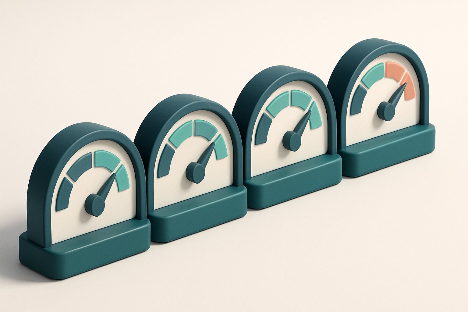 a row of four gauges, each showing a different level of email verification health