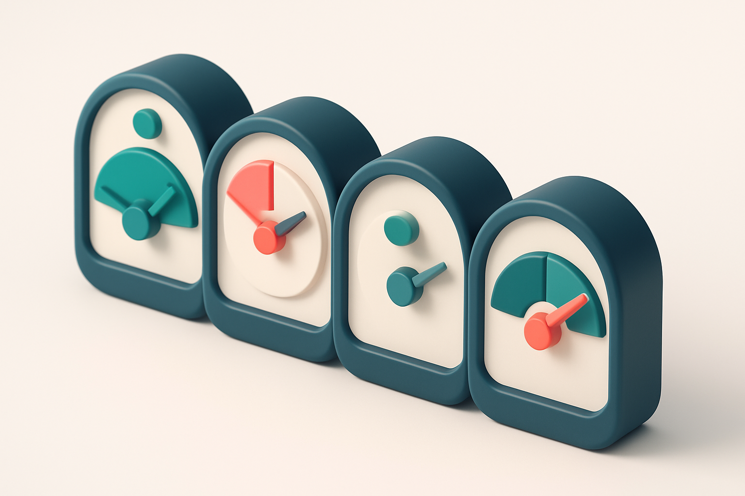 a row of four gauges, each showing a different verification status (valid, invalid, catch-all, risky)