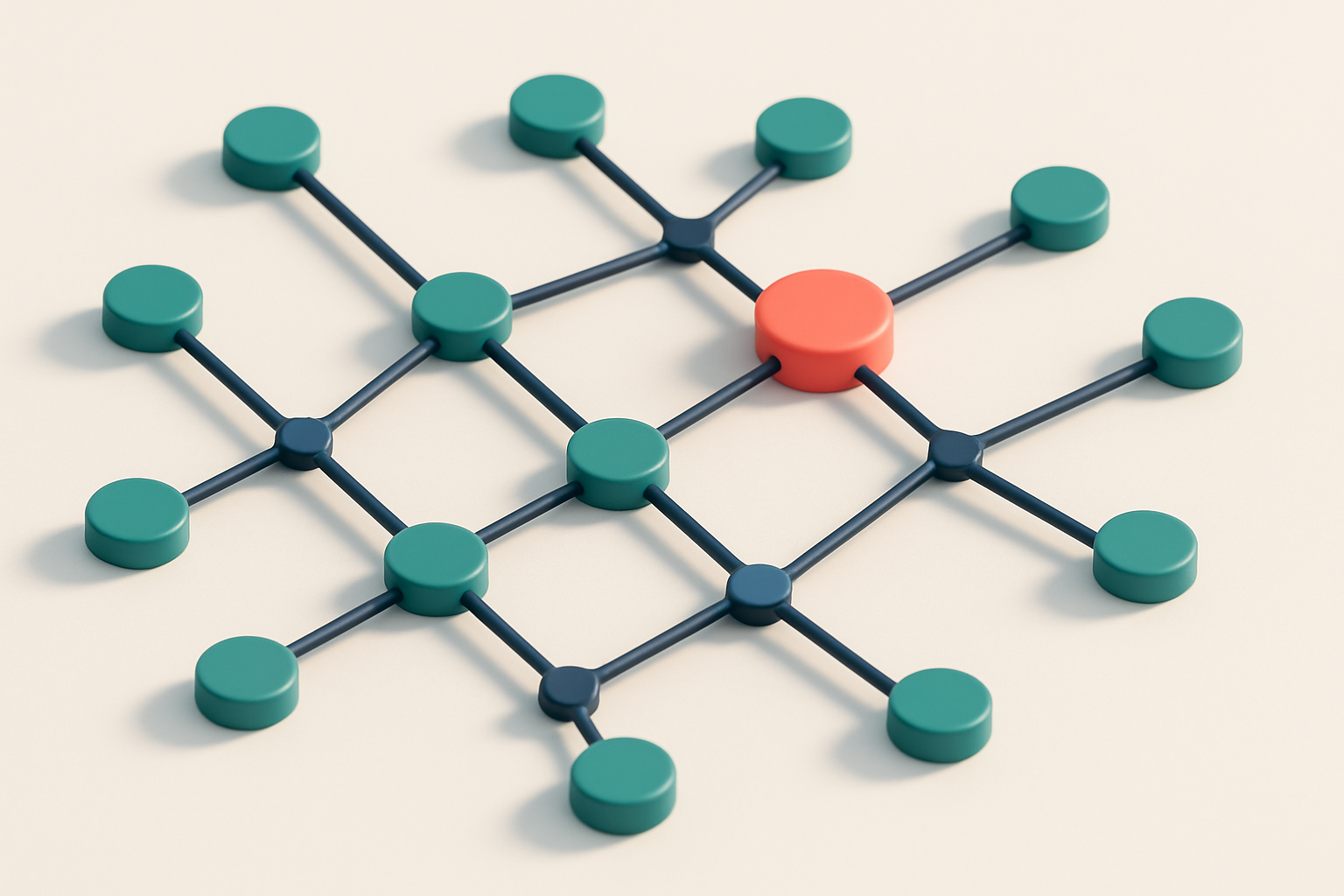 a network of small circular nodes connected by lines