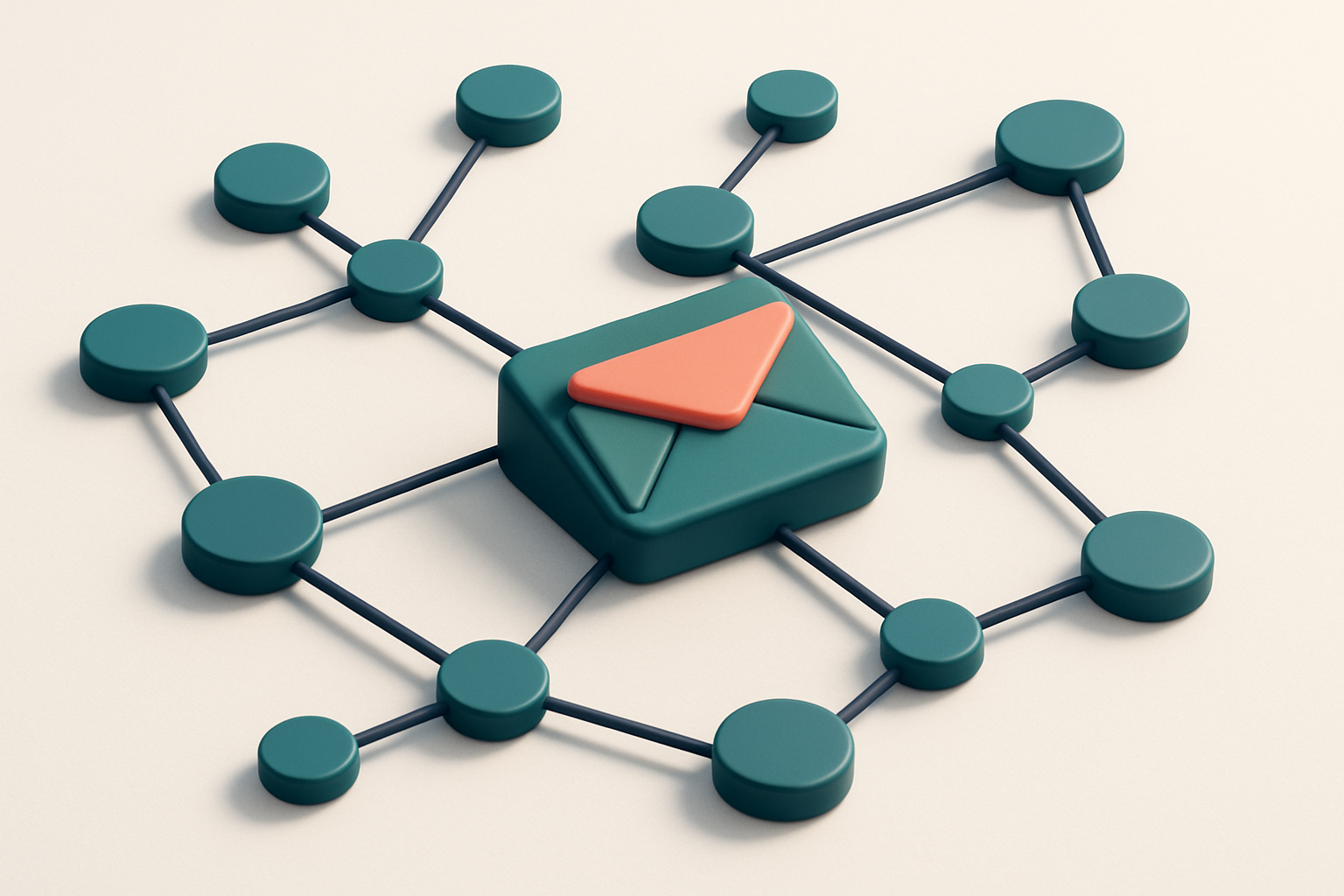 A network of small circular nodes connected by lines, symbolizing the interconnected nature of logistics emails