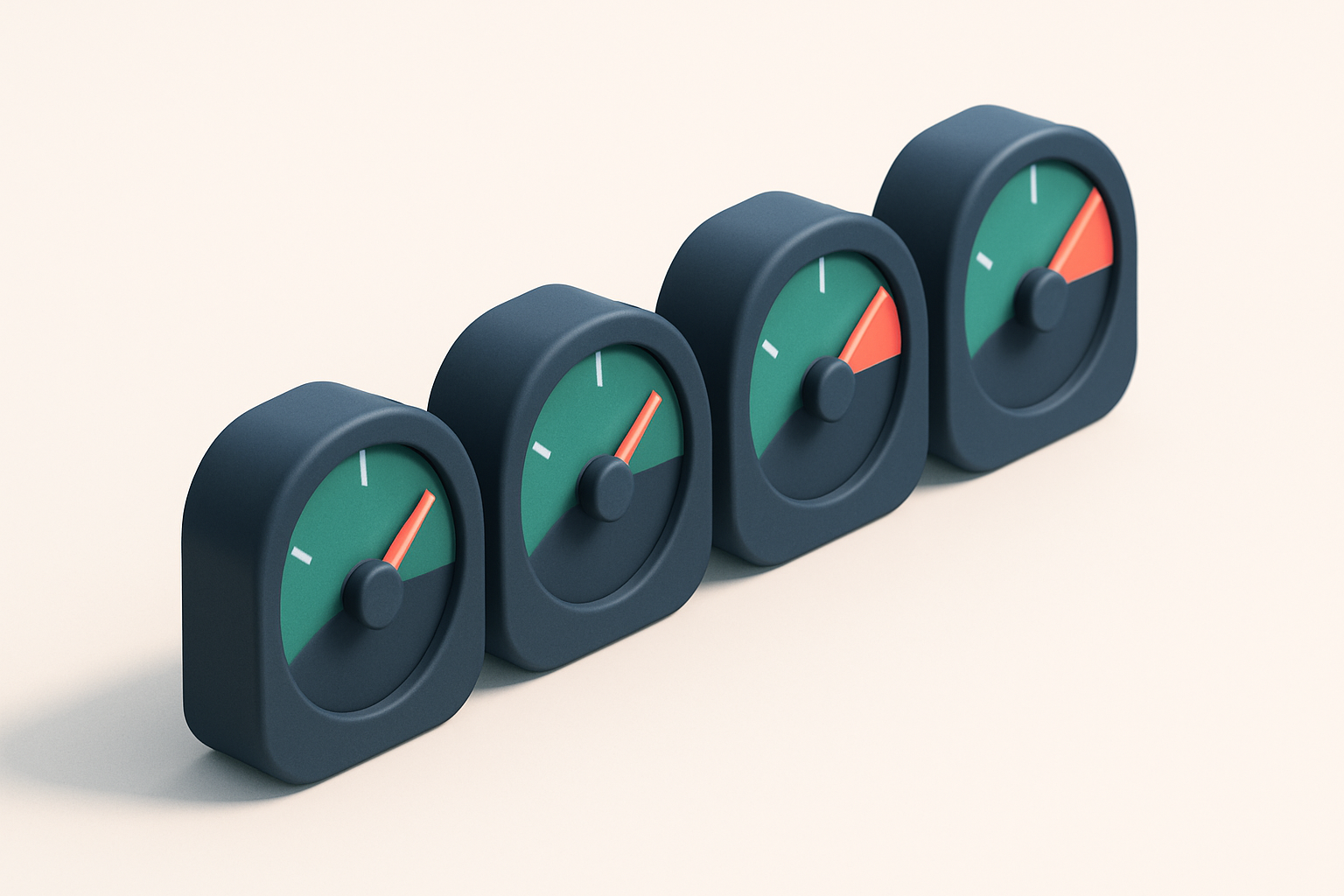 a row of four gauges showing real-time validation scores