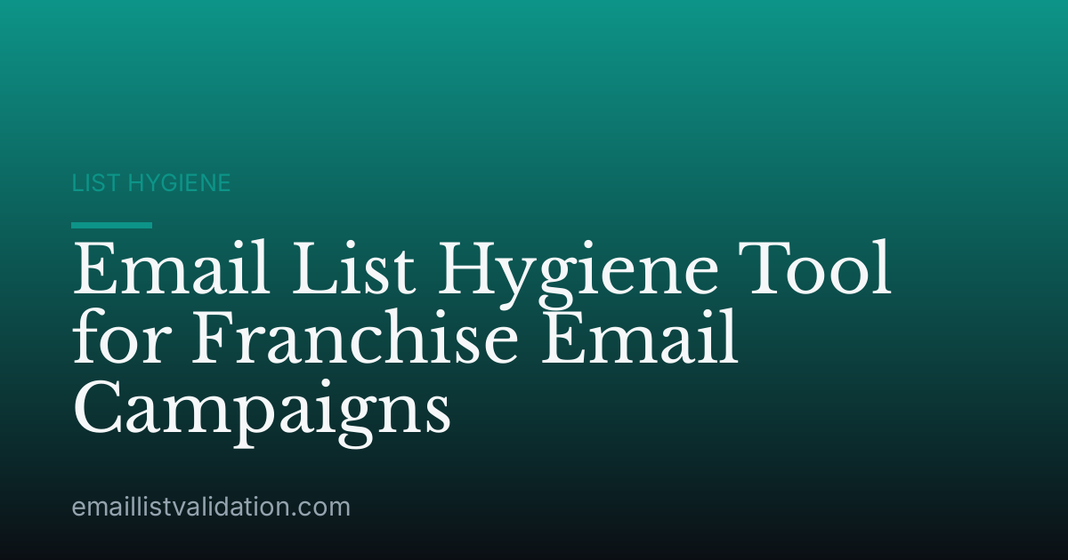 Email List Hygiene Tool for Franchise Email Campaigns