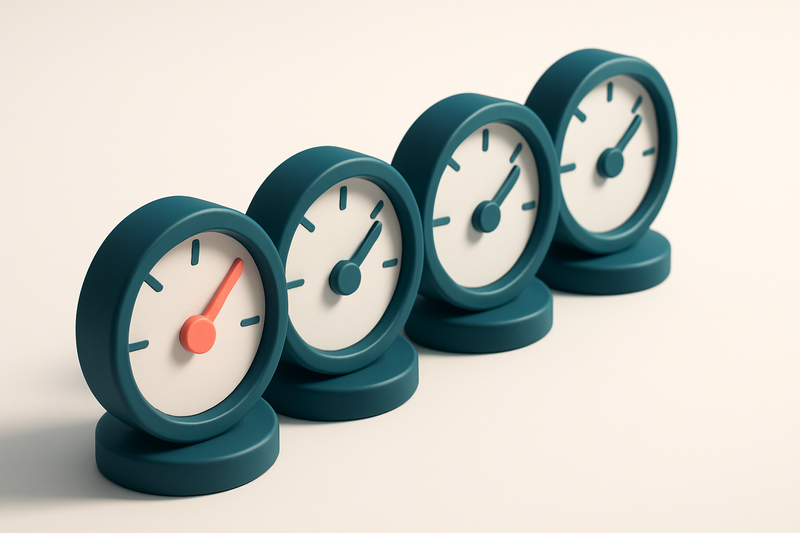 a row of four gauges