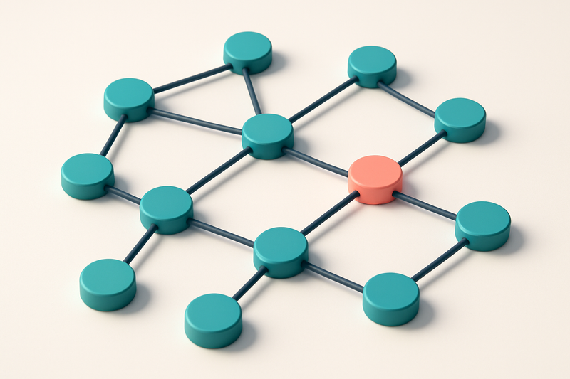 a network of small circular nodes connected by lines