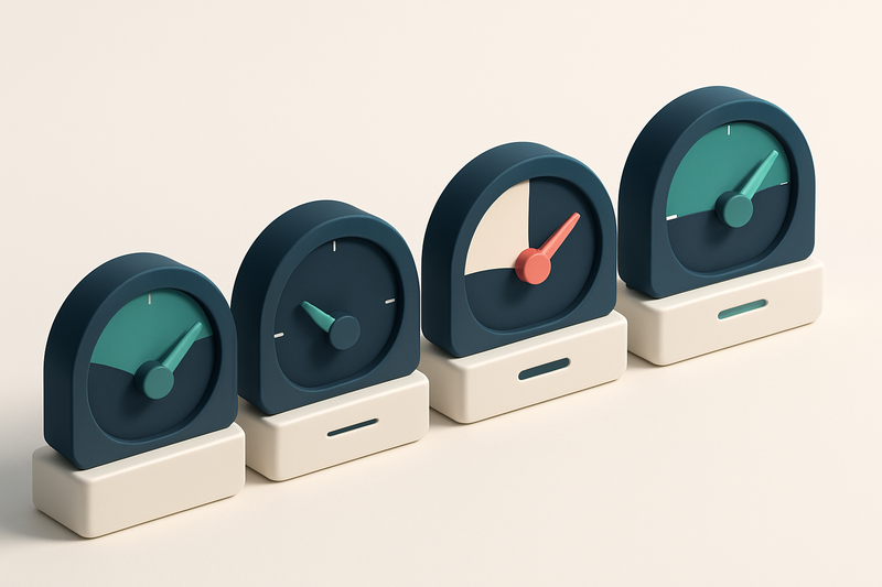 a row of four gauges with labels: inbox, spam, blocked, delivered