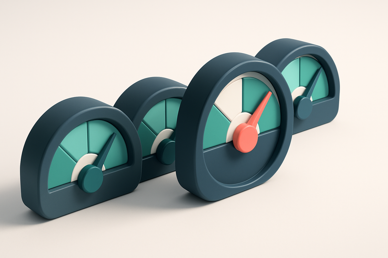 a row of four gauges showing real-time validation scores