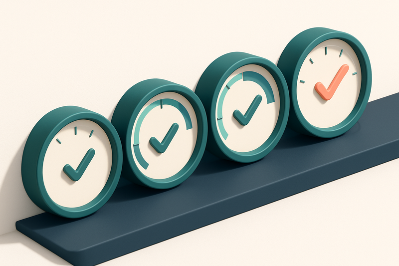 a row of four gauges showing real-time validation progress