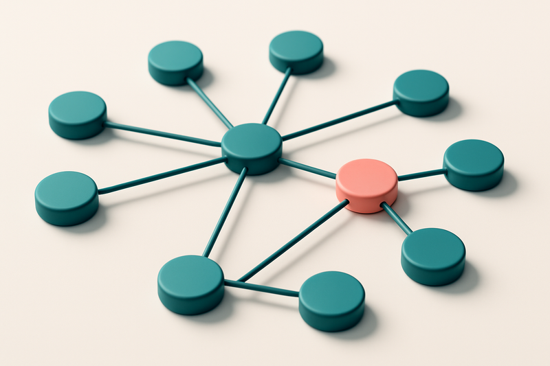 a network of small circular nodes connected by lines
