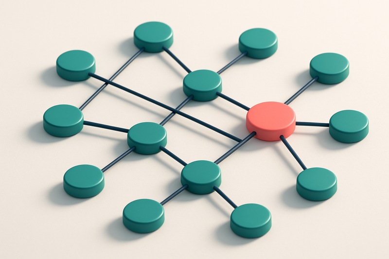 a network of small circular nodes connected by lines