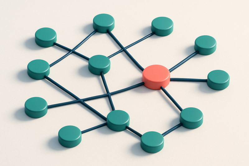 a network of small circular nodes connected by lines
