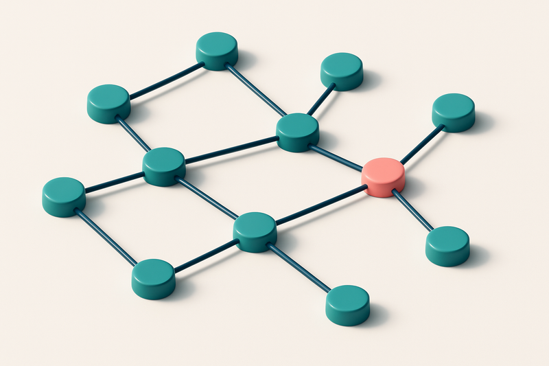 a network of small circular nodes connected by lines