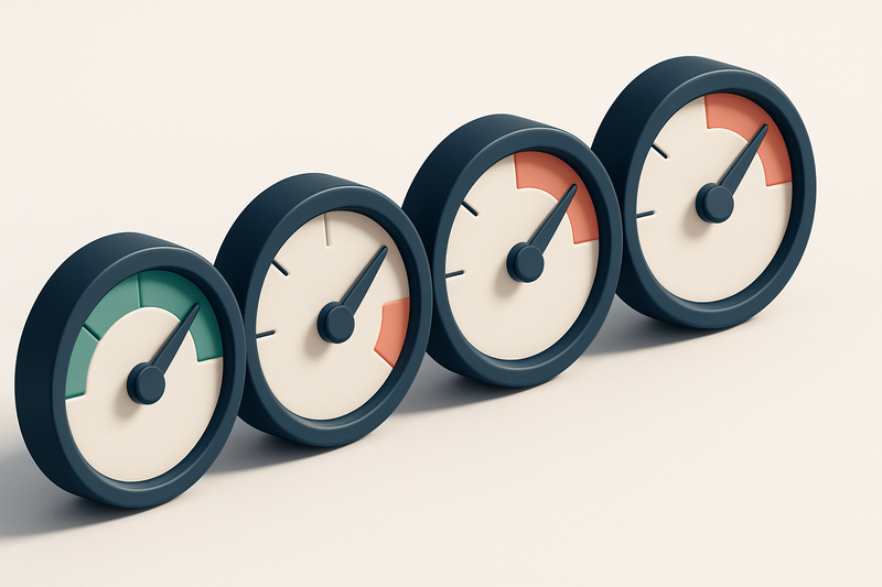 a row of four gauges with varying needle positions labeled 'valid', 'invalid', 'catch-all', 'risky'