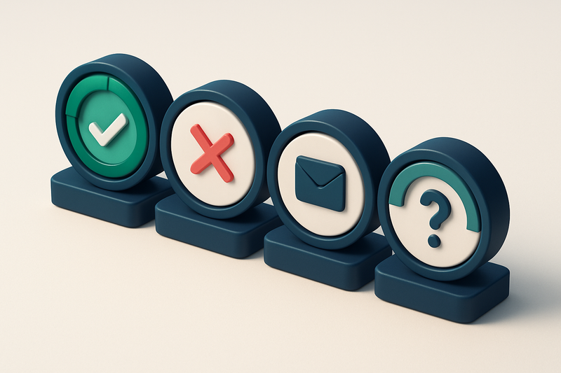 a row of four gauges showing valid, invalid, catch-all, and risky statuses