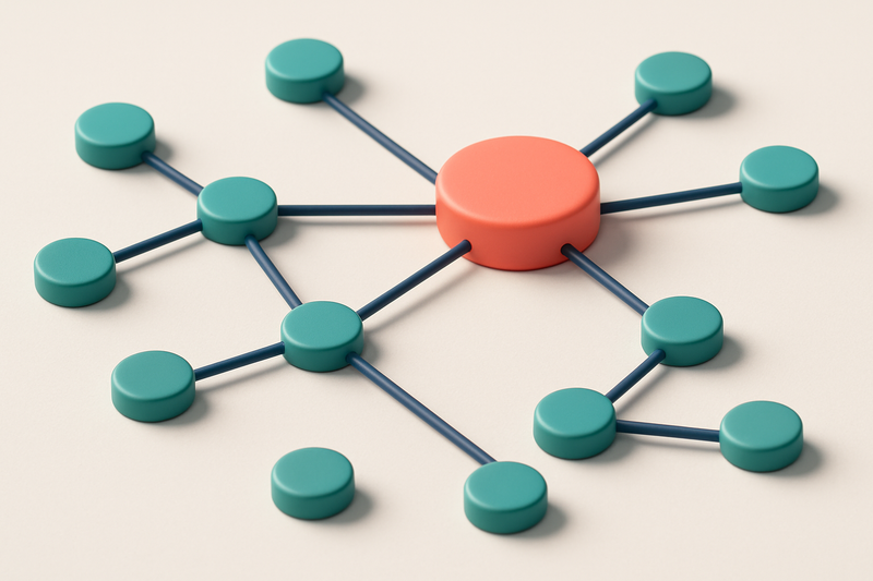 a network of small circular nodes connected by lines