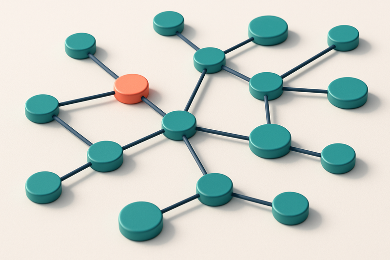 a network of small circular nodes connected by lines