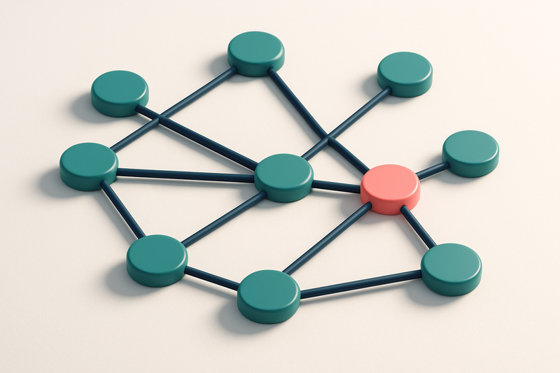 a network of small circular nodes connected by lines