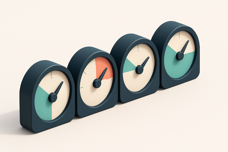 a row of four gauges, each showing a different validation result: valid, invalid, catch-all, inactive