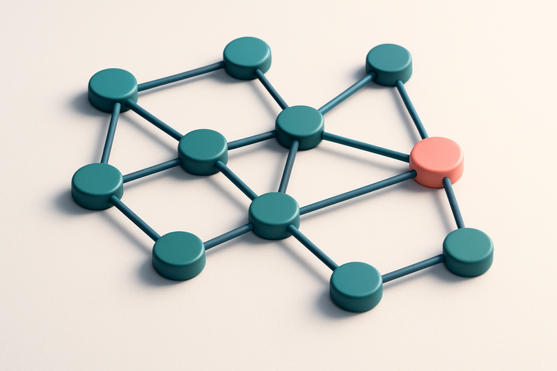 a network of small circular nodes connected by lines