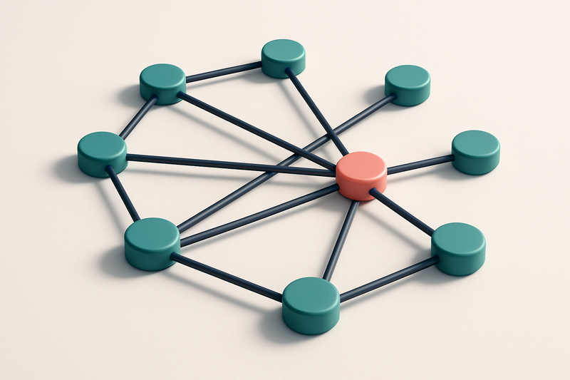 a network of small circular nodes connected by lines