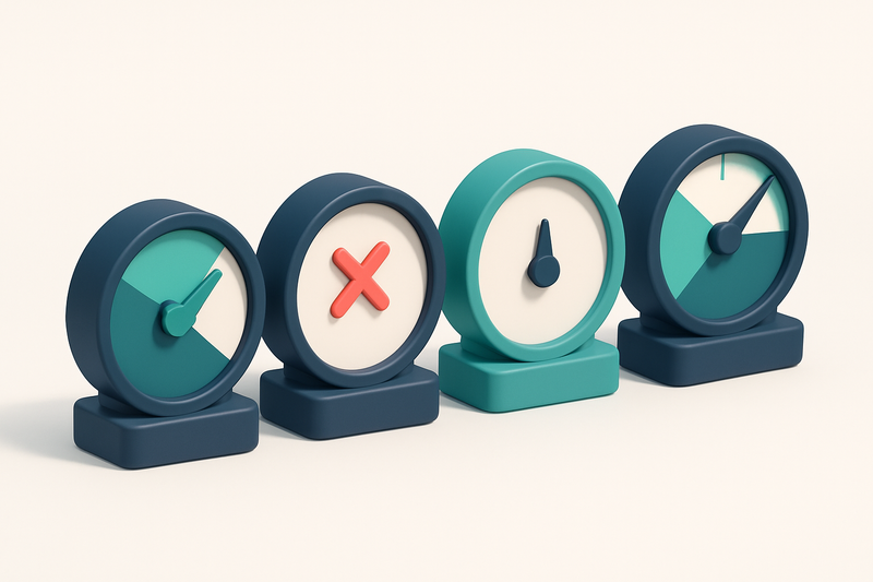a row of four gauges showing valid, invalid, catch-all, and risky email verdicts