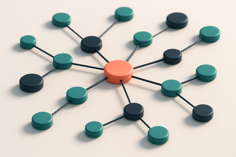a network of small circular nodes connected by lines