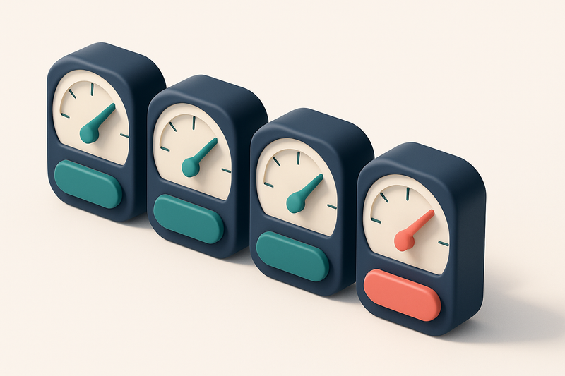 Hero: A row of four gauges, each labeled with a delivery status—Inbox, Spam, Trash, and Bounce