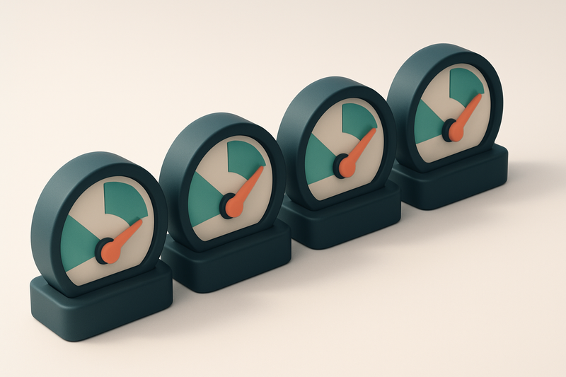 a row of four gauges labeled 0%, 1%, 2%, 3% to represent bounce rate reduction