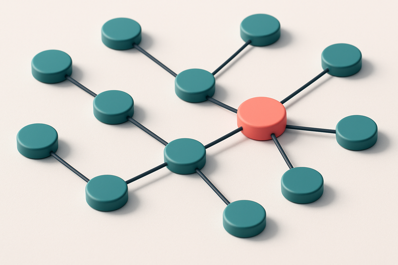 a network of small circular nodes connected by lines